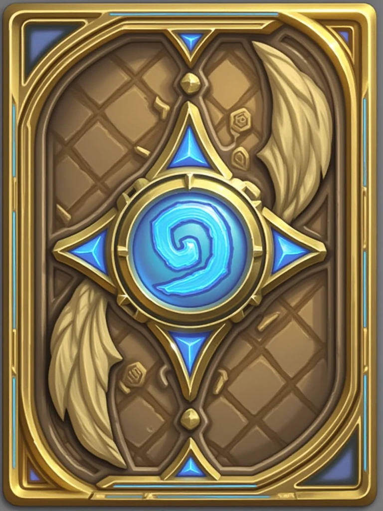 hearthstone_card, heaven, gem core, gold border, metal plate, metal wing, border, gem, blue_gemstone