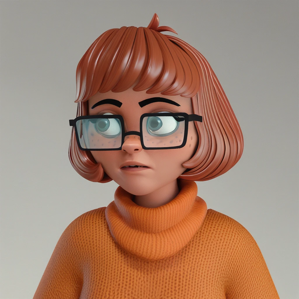 score_9, score_8_up, score_7_up Velma Dinkley age 27 orange sweater glasses freckles short skirt , looking for clues in a hunted house