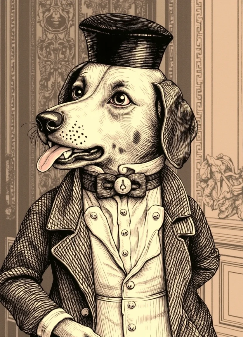 aviary attorney style, a dog