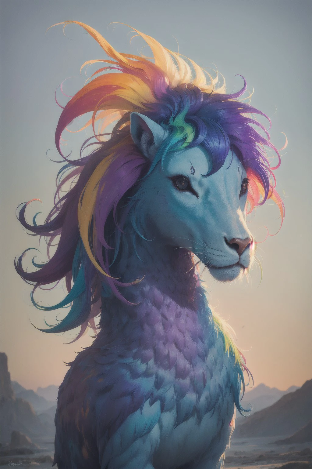 best quality, masterpiece, 1girl with really wild hair, mane, multicolored hair <lora:1girlDistortionLU:1.5>