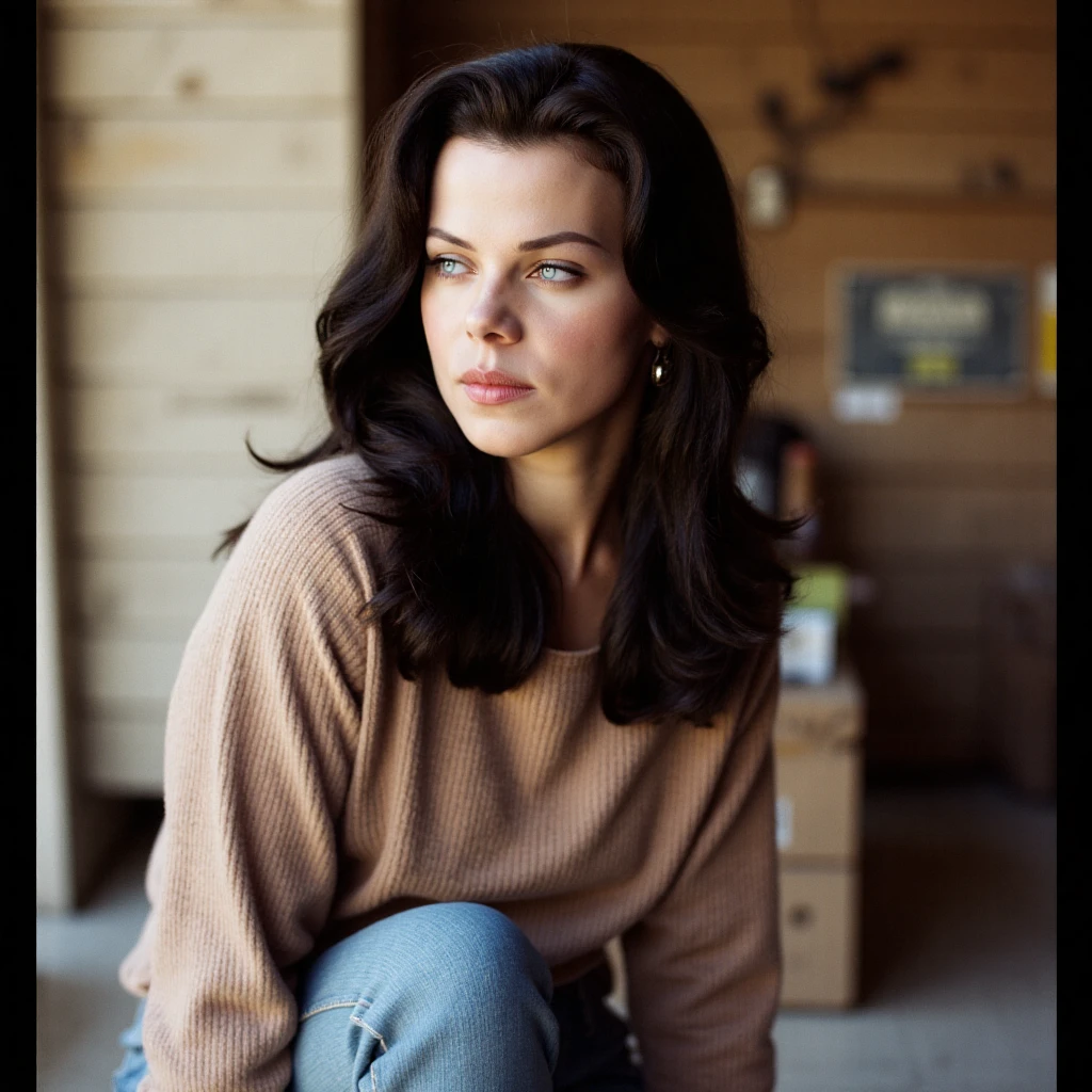 Ultra realistic, ultra detailed, cinematic, dramatic lighting, a woman wearing a casual outfit, natural lighting, soft focus, relaxed pose, background, warm tones, candid shot. Camera Settings: Captured with a Canon EOS 5D Mark IV, 35mm lens, f/1.8, with a slight bokeh effect in the background,vanita,vantab