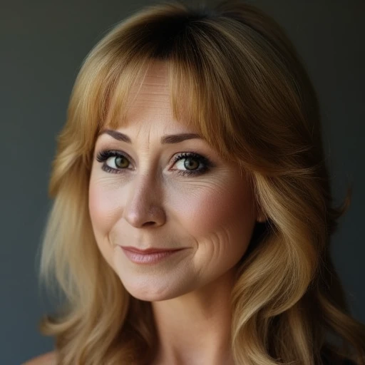 A professional close-up portrait photograph of a woman in her mid-30s Felicity_Kendal, stock photograph