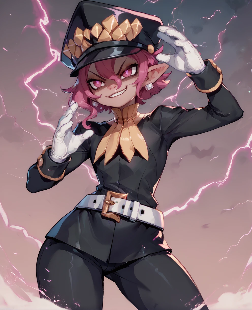 score_9,score_8_up,score_7_up,score_6_up,
psychicxl,pink eyes,shako cap,
hips,pants,smug,light injury,pink lightning,fighting stance,
white gloves,small earrings,white belt,black uniform,long sleeves,
night,barracks, solo, 
<lora:Psychicxl:0.9>,