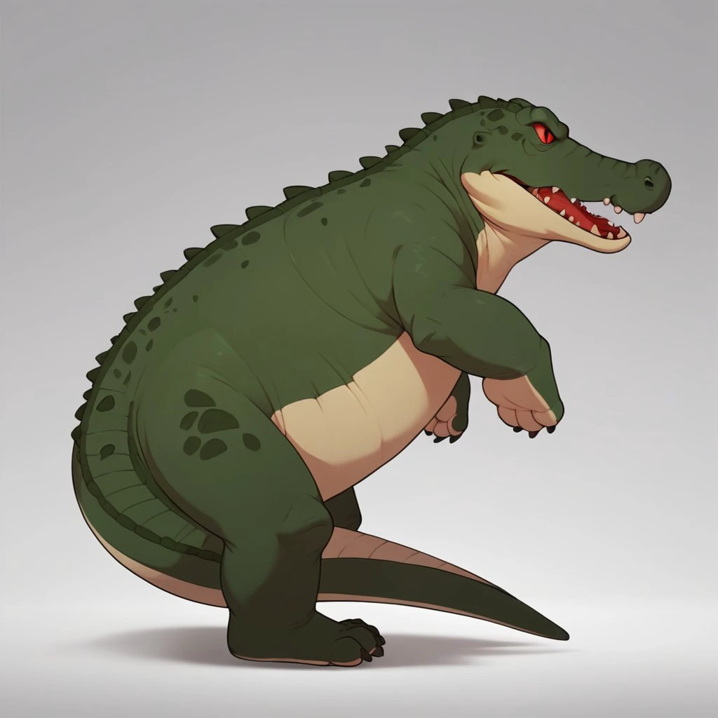 score_9, score_8_up, score_7_up, score_6_up, score_5_up, score_4_up, source_furry, Dillbt, feral, female, Deinosuchus, crocodilian, green skin, red eyes, from side, open mouth, on a riverbank, full body, <lora:0e68fd77-2d21-40eb-9446-d1b06285cb9c:0.7>