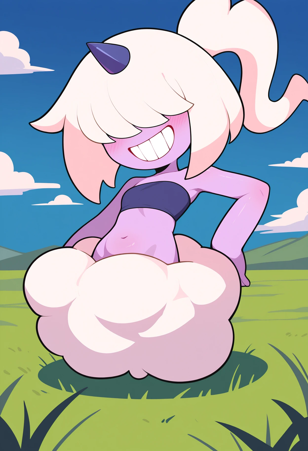 score_9, score_8_up, score_7_up, score_6_up, anime artstyle,
spot color, cinematic, atmospheric, soft cinematic light, dim colors, cheery photoshot, light, happy,
(view from below, ground level shot:1.2), looking down,
smug, mobian from sonic, solo, pale-pink eyes, long hair, fox ears, White-silver skin, long hair, glowing hair, white hair,
Smug face, looking at viewer,
big ass,
shiny skin, oily skin,
shaded face, glowing eyes, spreading asscheeks,
sitting on asteroid, (crossed legs:1.1), thick thighs, thighhighs,