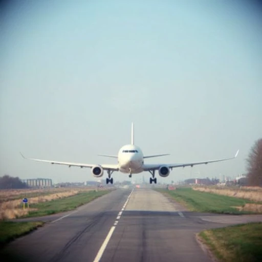 Shot with a Holga camera, a plane taking off on a runway