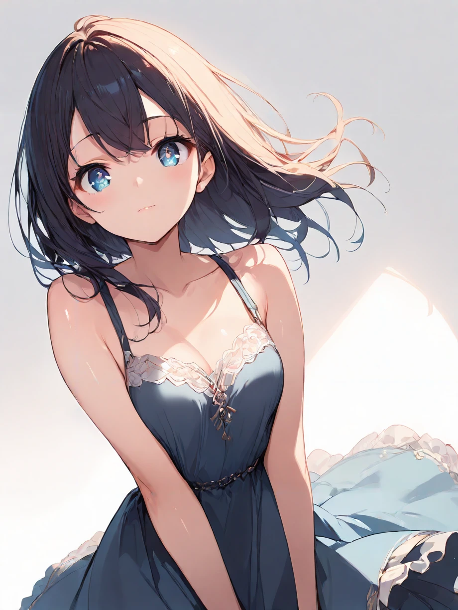 (masterpiece,ultra-detailed,best quality,8K,CG:1),illustration,(cute face,clean skin ,shiny hair,ultra-detailed-eyes:1),solo,1girl,(white background:1.0),dress