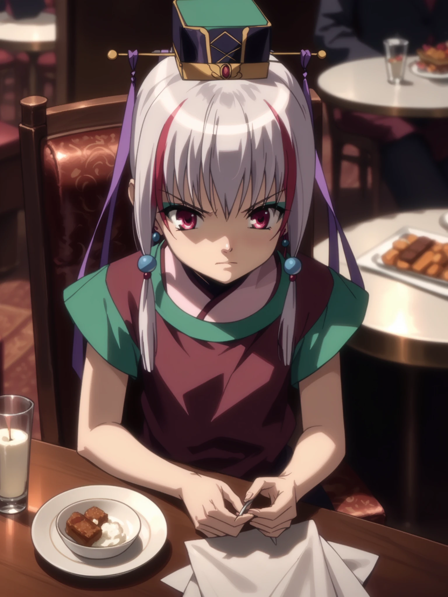 <lora:happy_tentacle-choujou-v0.1-000010:0.9>, ht_choujou, mini hat, hat ribbon, indoors, restaurant, table, (people:1.2), on lap , small breasts , upper body, 1girl, (petite:1.2), solo focus, embarassed, (looking away:1.1), , (depth of field:0.8), from above, [(realistic, photorealistic:1.2):(realistic:1.3):22], [(3d:1.2)::10], <lora:LUUNA's Lunas-NijiJourney-SDXL-B2:0.75>, nijijourney, <lora:prgfrg23's Counterfeit-V3.0 Style SDXL_LoRA_Pony Diffusion V6 XL:0.3> <lora:Shed_The_Skin's StS_age_slider_v1_initial_release:-1.2>, score_9, score_8_up, score_7_up, score_6_up, score_5_up, score_4_up,