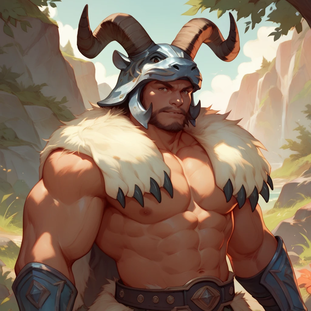 ultra-detailed, masterpiece, masterwork, high quality, best quality, hdr, (nature), posted on e621, (by Chunie ), nsfw, male, solo, chibi, ((nude, micropenis, foreskin, perfect balls)), (red hairy body minotaur), dragon, (white body), (long brown hair, yellow eyes), standing, from below, dynamic angle