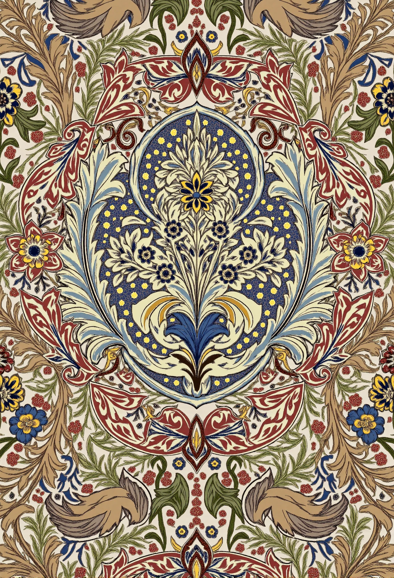 Beautiful, well-drawn pattern. William Morris style. 