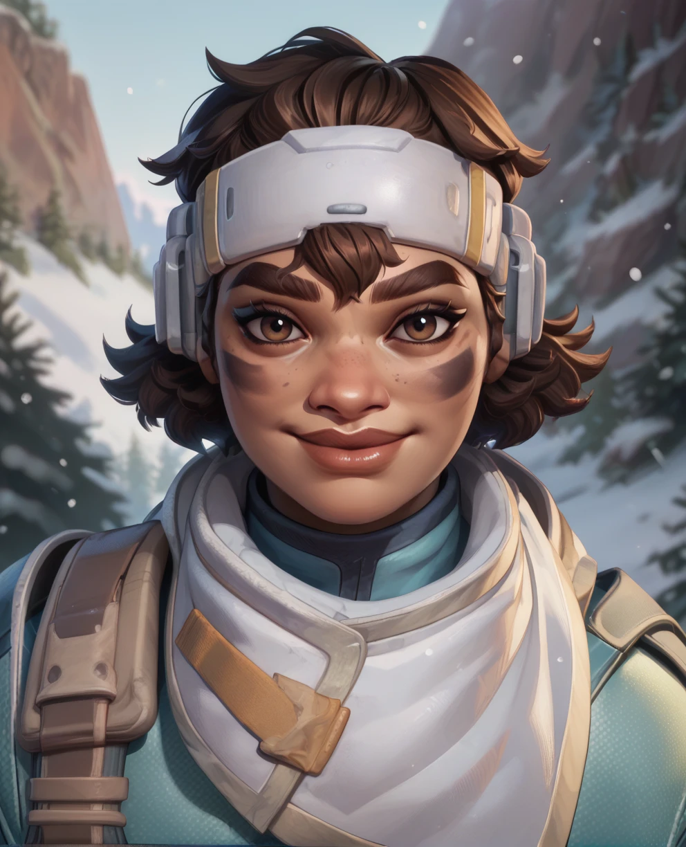 score_9,score_8_up,score_7_up,score_6_up,
vantagexl,brown eyes,short brown hair,facial mark,
standing,upper body,smile,looking at viewer,
blue jacket,armor,headband,
snow,camp,<lora:Vantagexl:0.9>,