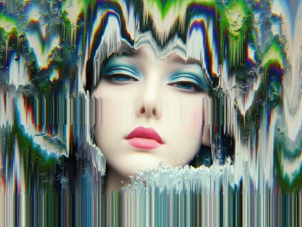  Scanographyart Waterfalls and palm trees. Art photography, glitchy