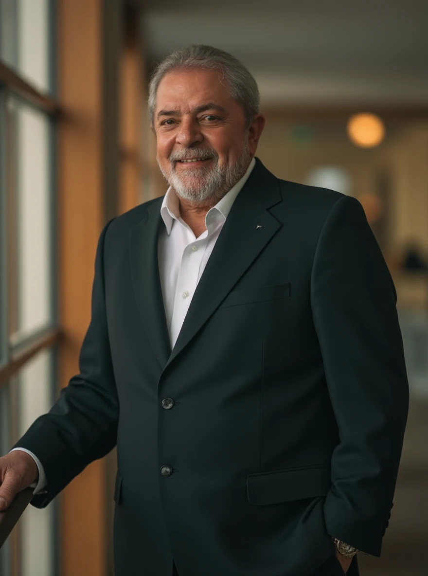 portrait of lul4pt man, posing on a office, glass window, serene and warm, natural lighting, soft focus, high-resolution, elegant and introspective atmosphere, quiet sophistication, wearing a suit.

