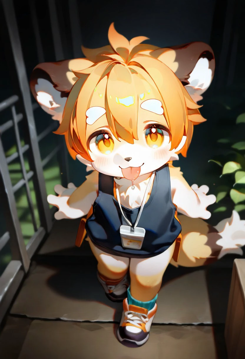 (lv1_rubili), xi410, 748cm, alens, nyalia, 1boy, solo, furry, cute, kemono, masterpiece, best quality, very awa, very aesthetic, absurdres, sentensive, looking at viewer, tongue out, drooling, full body