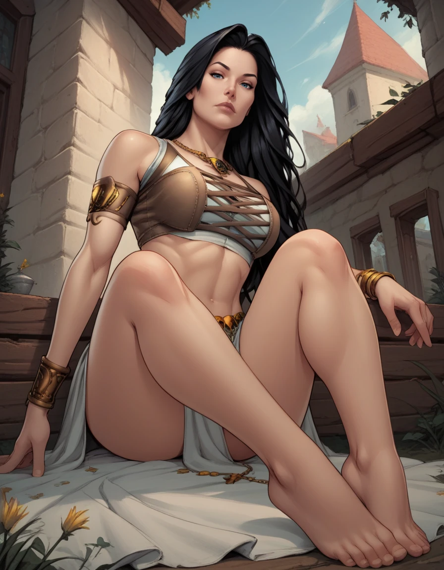 score_9, score_8_up, score_7_up, score_6_up, score_5_up, (high quality, detailed, beautiful), detailed soft lighting, rating_explicit, 1girl, Disney's Pocahontas, braids, large dildo, vaginal penetration, sitting, open legs, closed eyes, biting her lip, (pussy juice:1.2), beautiful forest, by a large redwood tree.