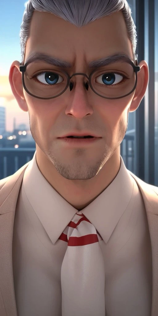 Hyperrealistic, photorealistic, super detailed, 1boy, black-framed silver glasses, grey hair, pale light grayish cerulean colored eyes, pointy chin, body like in real life, large pores, fair but rosy-tinted skin tone, very tall, unreal engine, octane render, droped shadow, bokeh, cinematic lighting, <lora:add_detail:0.5>, <lora:Volumetric_lighting:0.6>, Gabriel Agreste, , <lora:ba247082-58ea-446d-a483-d88559b08061:0.7>