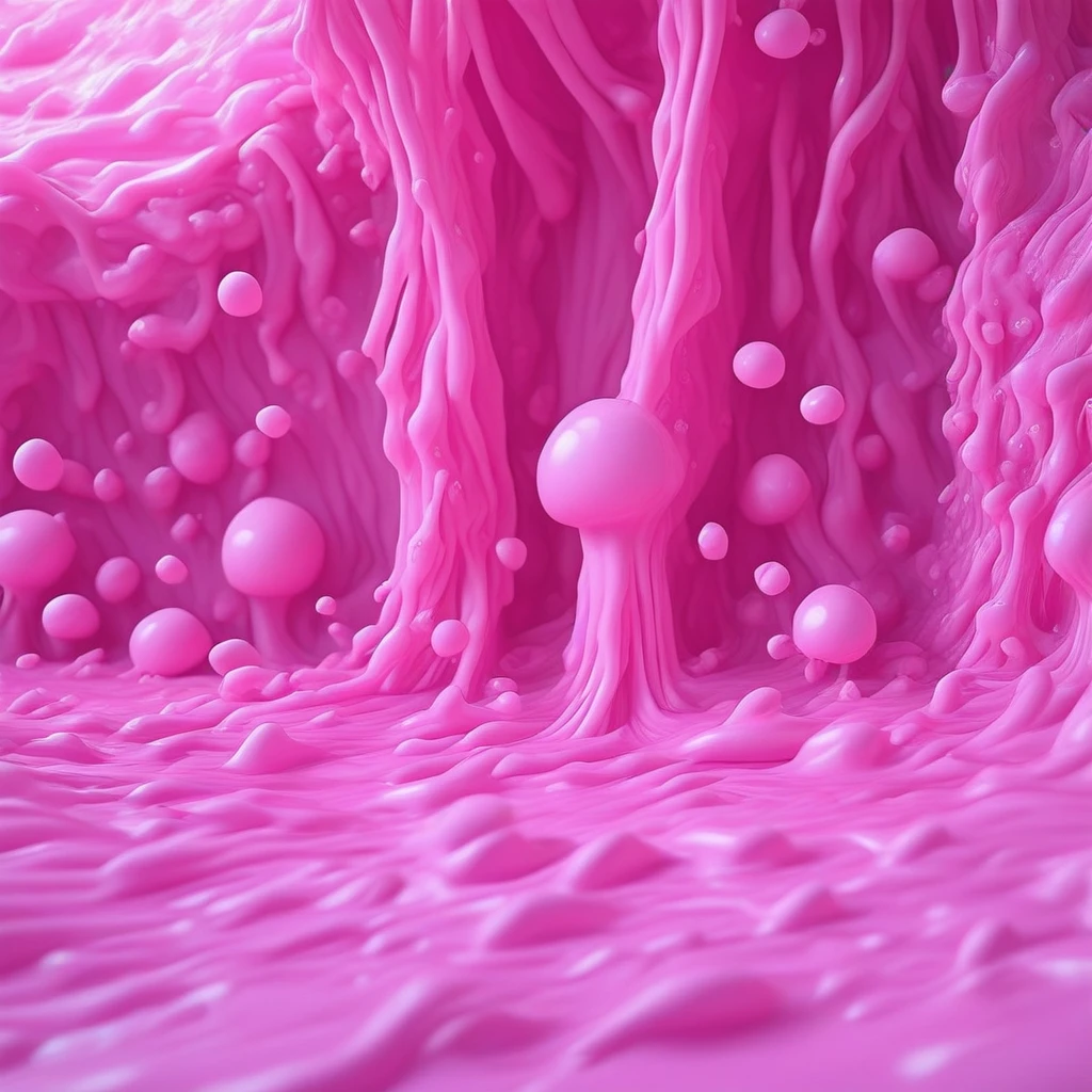 pinkslimedx, pink slime, sticky pink slime, wild pink slime, pink waves, pink falls, pink bubbles, pink splashes, pink streams, smooth soft, high detailed, UHD image, 8K, masterpiece