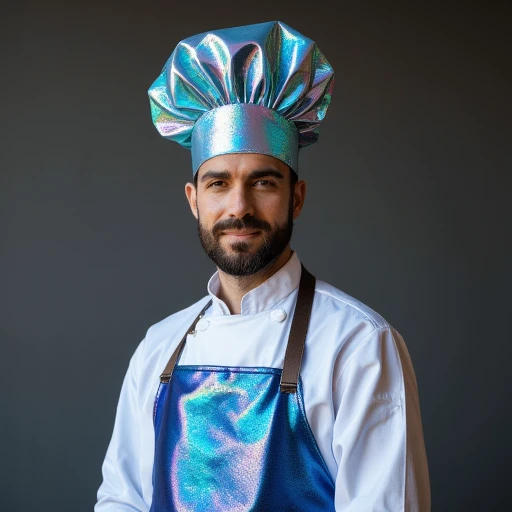 Chef wearing a blue Opal apron and chef hat