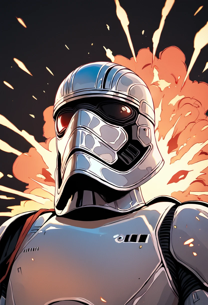 <lora:phasma-pxl:1> phasma-pxl, captain phasma, portrait, black background, simple background, Explosion, score_9, score_8_up, score_7_up, score_6_up, score_5_up, score_4_up