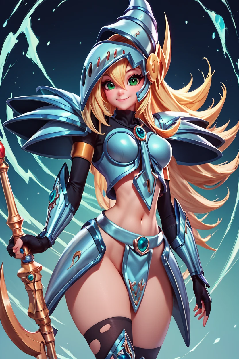 score_9, score_8_up, score_8, medium breasts, (curvy), cute, eyelashes,       BREAK, , ,,,   zzDMGDragonKnight, green eyes, long hair, blonde hair, hair between eyes, armor, helmet, ,<lora:DarkMagicianGirl_DragonKnight_PDXL:1.0>, ,,, , BREAK, smile, closed mouth, looking at viewer, cowboy shot, ,,, embedding:zPDXL, Expressiveh, ,,, <lora:BeautifulCAT_PDXL:0.7>, <lora:SDXLFaeTastic2400:0.5>, <lora:Expressive_H-000001:0.4>,