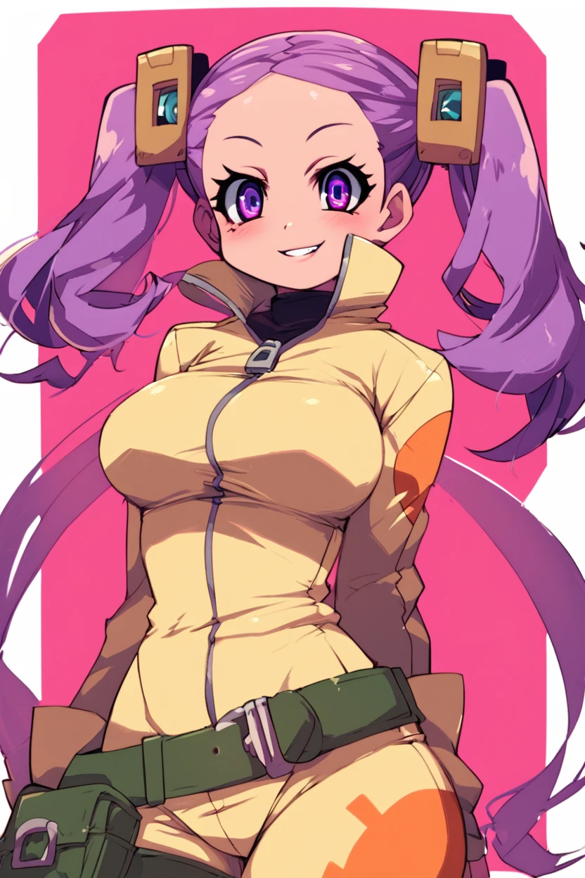 score_9, score_8_up, score_8, medium breasts, (curvy), cute, eyelashes,       ,,, , zzWahanly, 1girl, solo, purple eyes, long hair, purple hair, twintails, hair ornament, belt, jumpsuit,<lora:WahanlyShumeTenchi_PDXL:1.0>,,,, BREAK, smile, looking at viewer, cowboy shot, ,,, embedding:zPDXL, Expressiveh, ,,, <lora:Zankuro_Style_PDXL:0.8> <lora:SDXLFaeTastic2400:0.5>, <lora:Expressive_H-000001:0.4>,