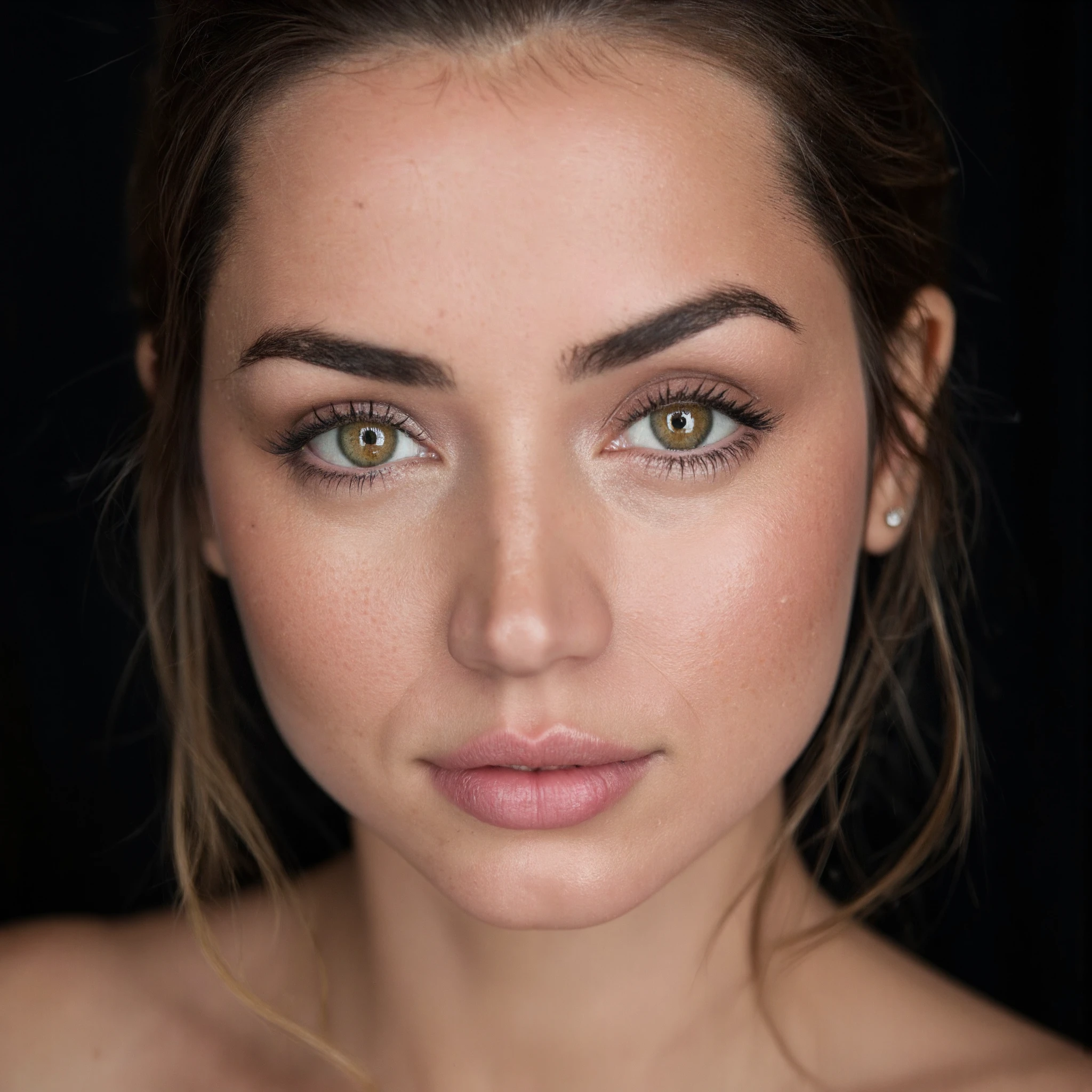 Closeup studio portrait of a woman with the main focus on her beautiful eyes.