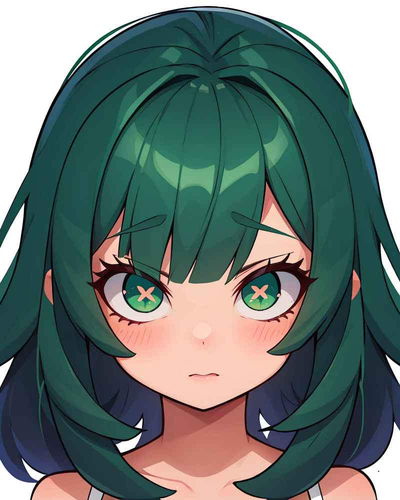 masterpiece, best quality, absurdres, highres, score_9, score_8_up, score_7_up, <lora:X-Shaped_Pupils:0.4>, xpupil, eyes, detailed eyes, 1girl, solo, eyes, detailed eyes, green eyes