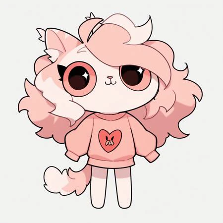 score_9, score_8_up, score_7_up, score_6_up, score_5_up, score_4_up,
colored sclera, 
white background, 
cat ears, animal ears,
pink, cute, fluffy hair, shirt,
full body,
c4toony style