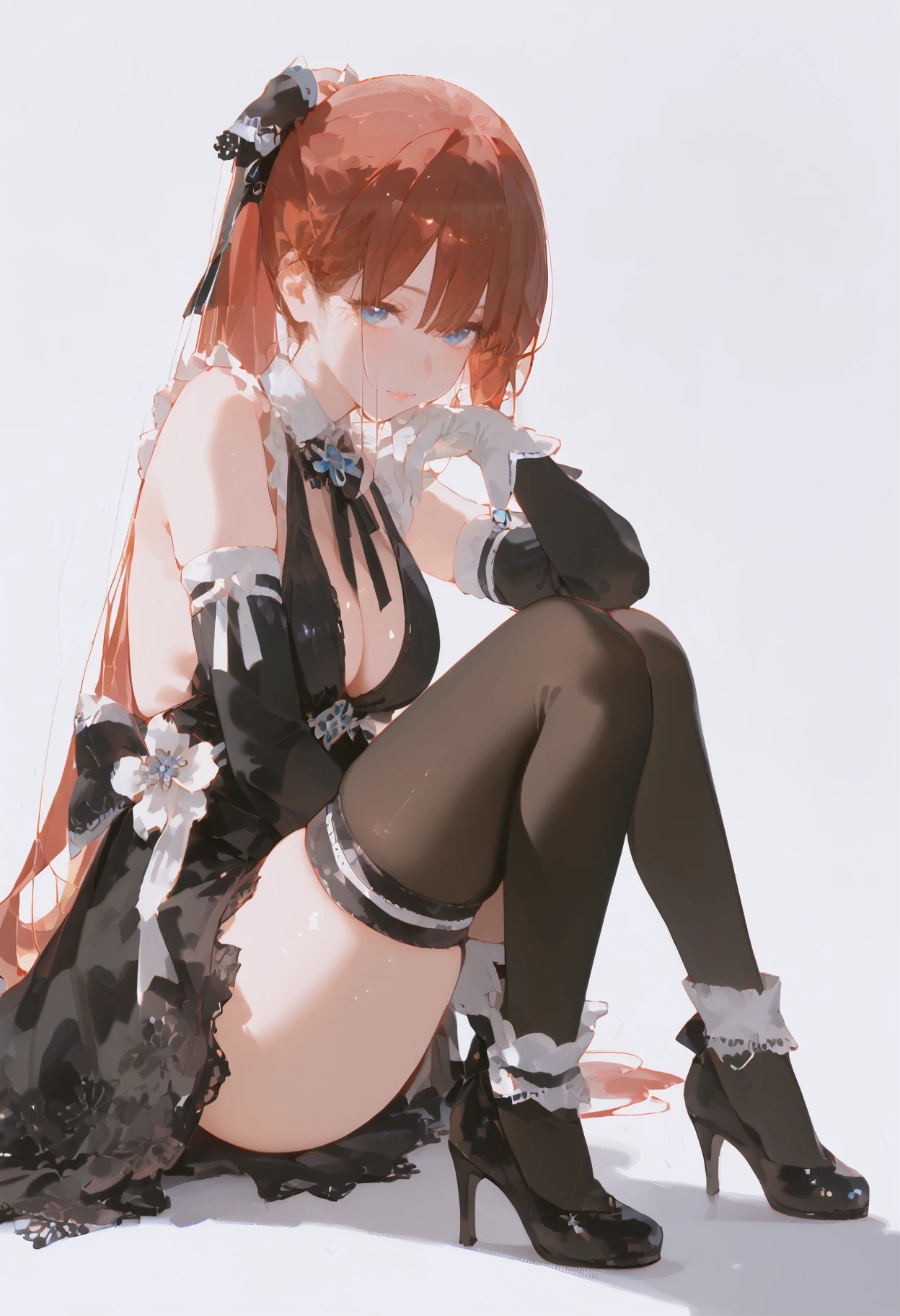 score_9, score_8_up, score_7_up, score_6_up, score_5_up, score_4_up, source_anime, BREAK
masterpiece, perfect face, perfect eyes,  1girl, yorha2, detached sleeves, thighhighs, red hair, ponytail,  large breasts,white gloves,
 blue eyes, sexy pose, seductive, skindentation, seductive expression,  dynamic angle, 
pastel colors, (white background:1.1), solo, squatting, hugging own legs, looking at viewer, from side,  , 2b1 heels, , 
(white background:1.1), tilt-shift shot 
 <lora:YoRHa type 2V3:0.8>