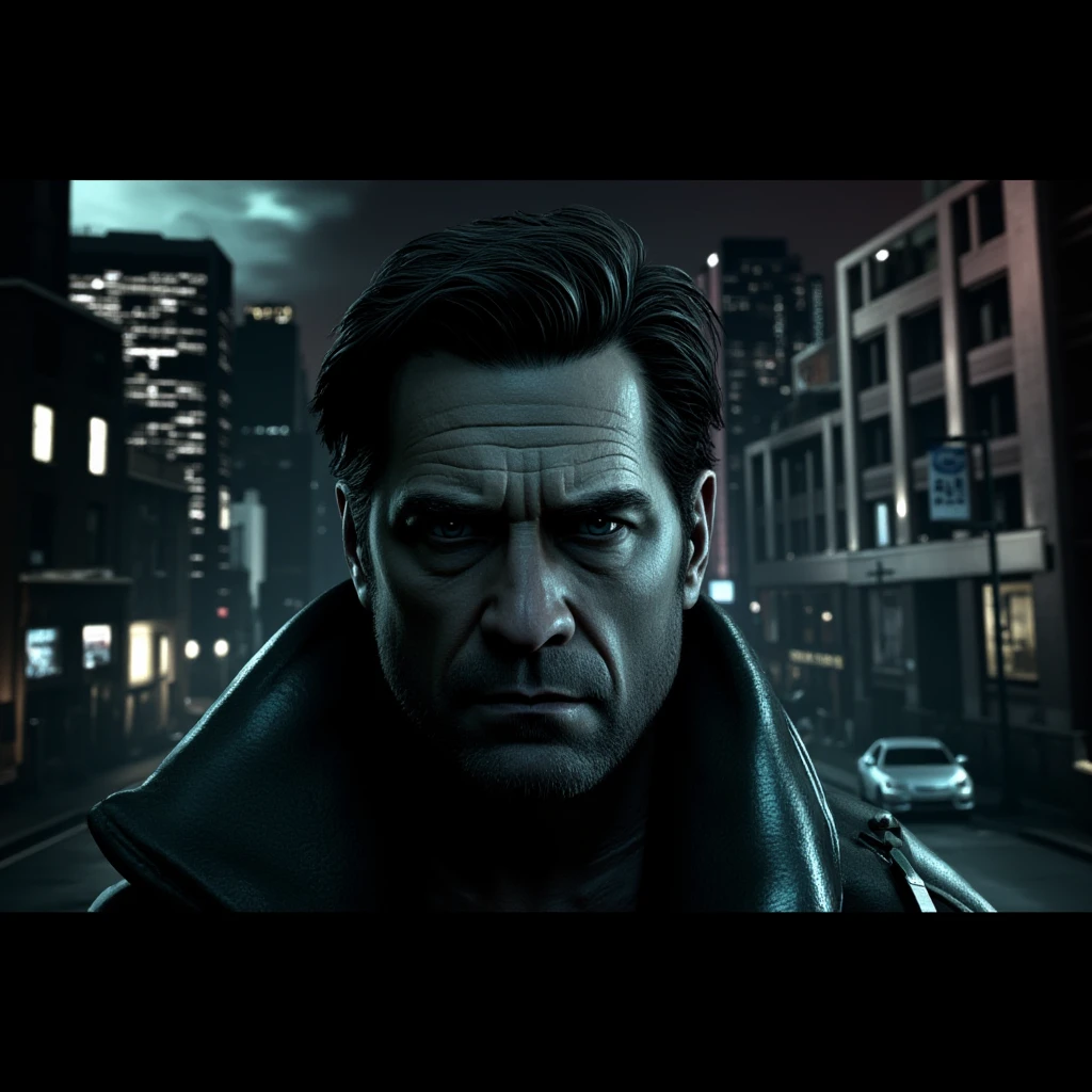 UHD, 4k, ultra detailed, cinematic, a photograph of  <lora:neo-noir style Max Payne v1:0.9>
In a dark version of New York City a graphic novel style of Max Payne staring at camera outdoors in city streets at night, epic, beautiful lighting, inpsiring