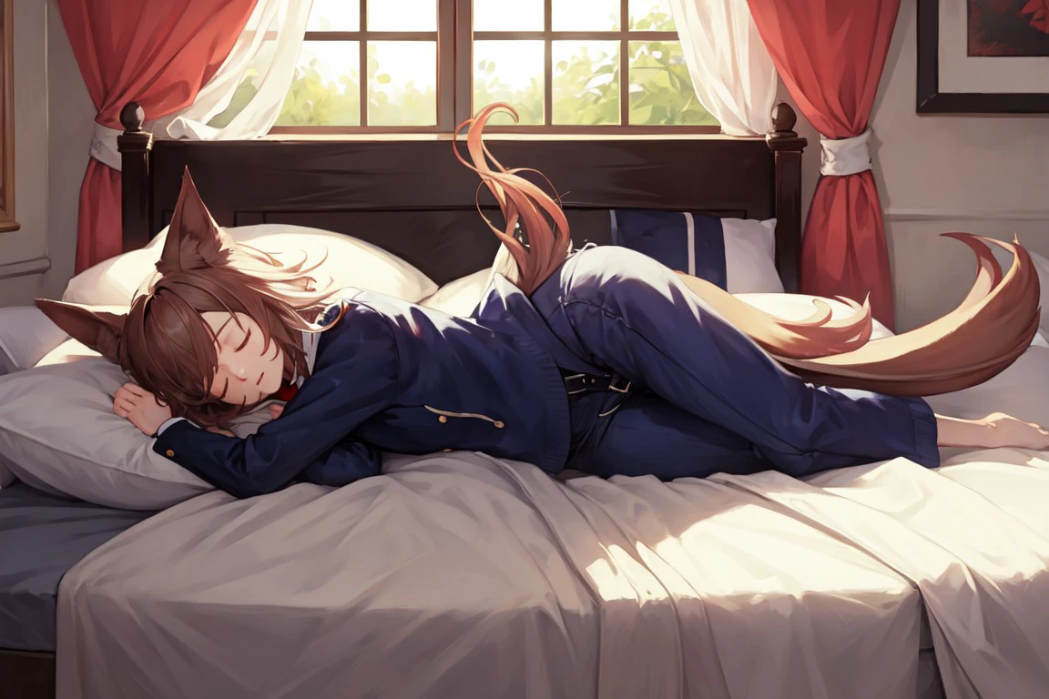 masterpiece, best quality, kobold, sleeping