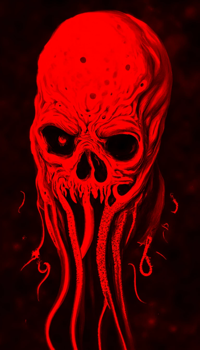 dscd_style only with red, a red lizardman iattacked by technology, red computers wires, in a red laboratory, dorohedoro vibes, highly quality, highly detailed, masterpiece, red light, artstation, 4 k cosmic horror nuclear explosions in the eye of jupiter,skull, octupus tentacles close-up, detailed, ultrarealistic