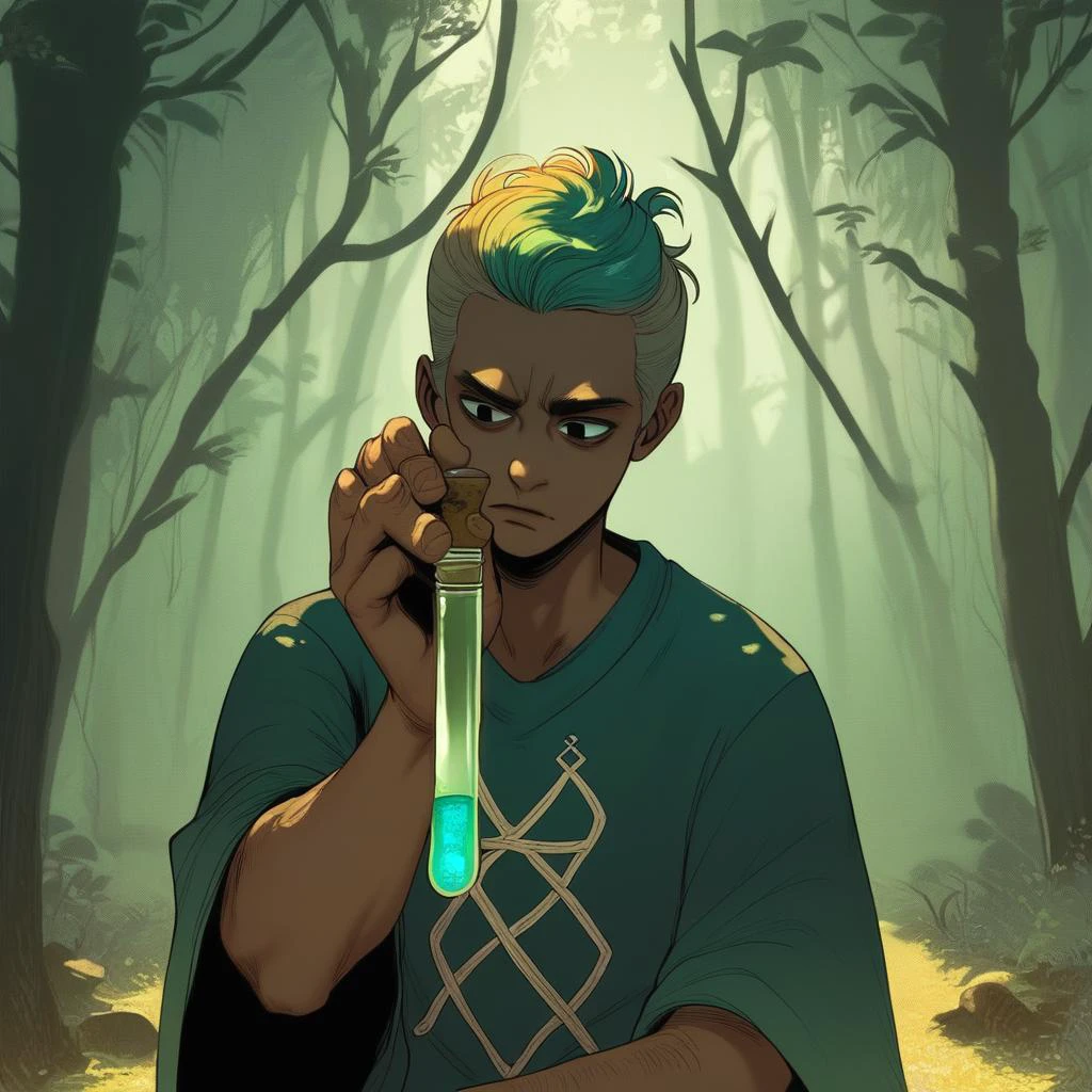 score_9, score_8_up, score_7_up, score_6_up,source_cartoon, BREAK, 1boy, blond hair, anime, japanese cartoon, testtubes, TTsmall, TTgrab-bottom, TTfull, TTliquid-clear, TTclosed, mouth open, lips, in the woods, forest, trees, wizard outfit, masterpiece, best quality, highly detailed,