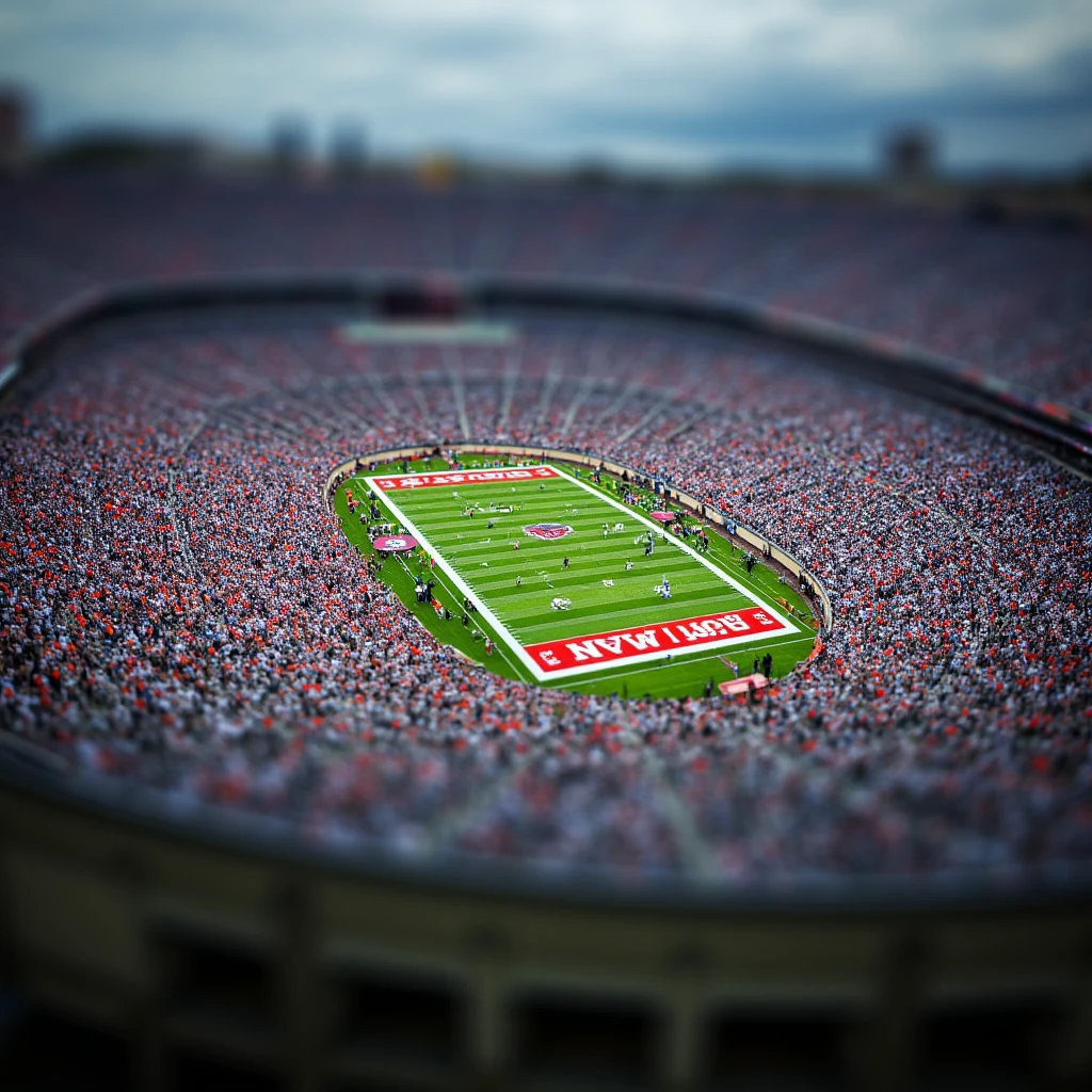 UHD, 4k, ultra detailed, cinematic, a photograph of  <lora:Tiltâshift photography style v1:0.9>
A cinematic Tilt shift photo of a football stadium with a lot of people on it, movie themed, sharp, detailed, epic cinematic Tiltâshift photography, artistic creative Tiltâshift photography style, dramatic cinematic light style, cinematic dramatic color style, Kodak film style, Tilt shift photography style, outdoors, blurry, tree, no humans, depth of field, from above, building, scenery, road, bridge, stadium, water, blurry background
, epic, beautiful lighting, inpsiring