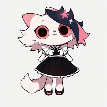 score_9, score_8_up, score_7_up, score_6_up, score_5_up, score_4_up,
colored sclera, eye sparkle,
white background, white fur,
cat ears, animal ears,
maid outfit, dress, girl,
full body,
c4toony style