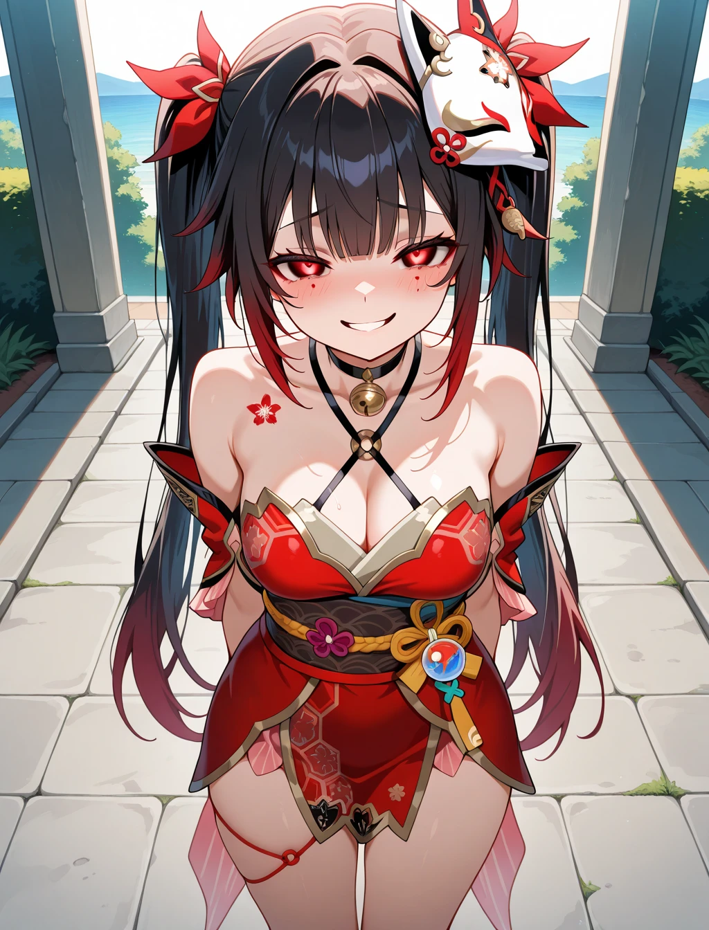 (masterpiece) ,best quality,amazing quality,very aesthetic,absurdres,newest, anime style, BREAK Sparkle, outdoor, Yandere, yandere smug