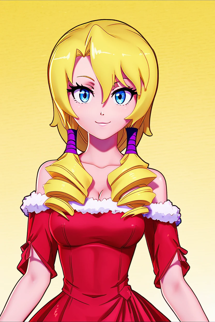 score_9, score_8_up, score_8, medium breasts, (curvy), cute, eyelashes,       ,,, , zzLashara, blue eyes, hair between eyes, blonde hair, drill hair, hair tubes, long hair, low twintails, red dress,   <lora:LasharaEarthTenchi_PDXL:1.0>,,, , BREAK, smile, looking at viewer, cowboy shot, ,,, embedding:zPDXL, Expressiveh, ,,, <lora:Zy0n7_PDXL:0.8>, <lora:SDXLFaeTastic2400:0.5>, <lora:Expressive_H-000001:0.4>,