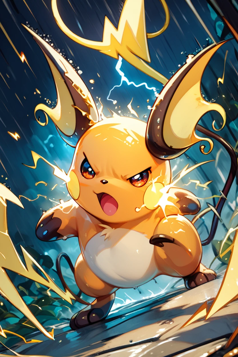 score_9, score_8_up, score_8,  ,,,  zzRaichu, raichu (pokemon), looking at viewer, blurry background, angry, electricity, incoming attack,  rain, electricity, lightning,   ,<lora:RaichuPokedexPDXL:1.0>,  ,,, embedding:zPDXL, Expressiveh, <lora:CatalystStylePDXL:0.6>,  <lora:SDXLFaeTastic2400:0.5>,  <lora:Expressive_H-000001:0.4>,