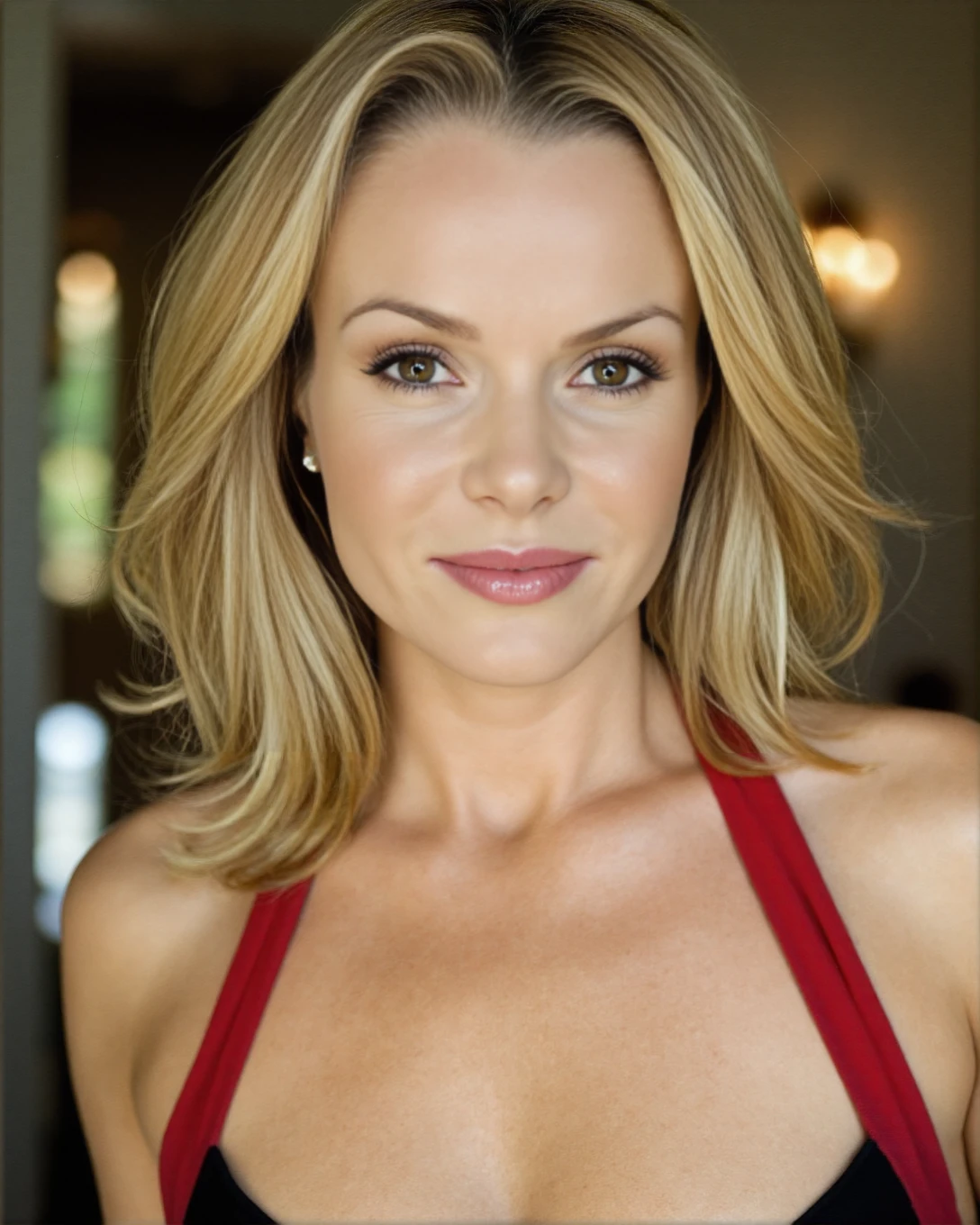 A professional close-up portrait photograph of Amanda_Holden for her portfolio. Light make-up, blonde hair, detailed skin, bokeh, female focus, (SFW), smile<lora:Amanda_Holden:1>