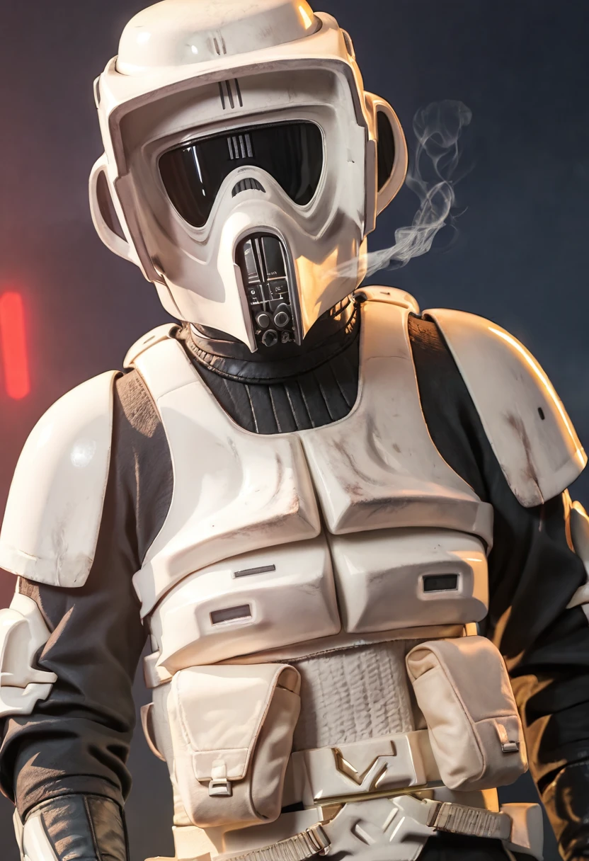 <lora:scout-trooper-PXL:1> scout-trooper-pxl, scout trooper, solo, emaciated, , cropped torso, Smoke background, night, sleeves past fingers, , , looking_at_viewer, , score_9, score_8_up, score_7_up, score_6_up, score_5_up, score_4_up, source_anime