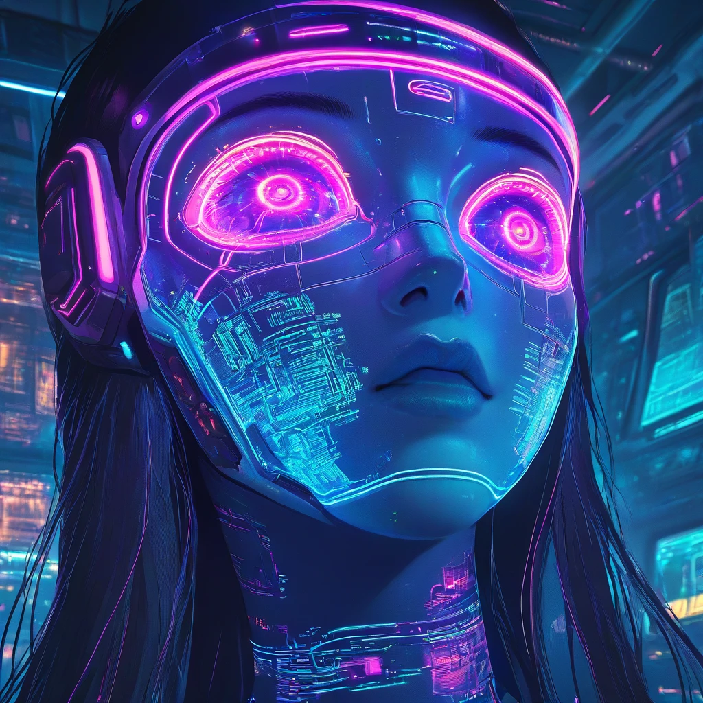 retro_scifi_80s,1girl,solo,retro neon,close up,wearing neon clothes,cyberpunk,
,masterpiece, best quality, amazing quality, very aesthetic, absurdres,  newest, scenery
, <lora:retro_scifi_80s:0.8>