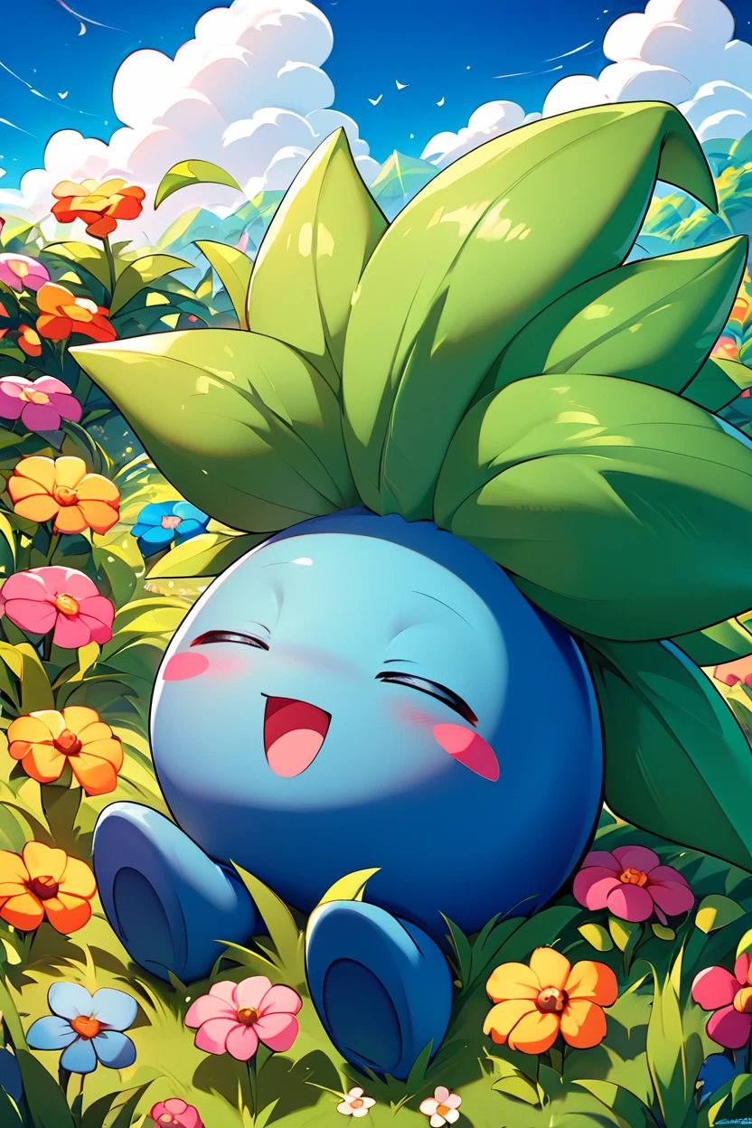 score_9, score_8_up, score_8,  ,,,  zzOddish, smile, open mouth, closed eyes, flower, outdoors, sky, cloud, blush stickers, moonlight, grass, night, sleeping, surrounded by flowers,   ,<lora:OddishPokedexPDXL:1.0>,   ,,, ,,, embedding:zPDXL, Expressiveh, <lora:CatalystStylePDXL:0.6>,  <lora:SDXLFaeTastic2400:0.5>,  <lora:Expressive_H-000001:0.4>,