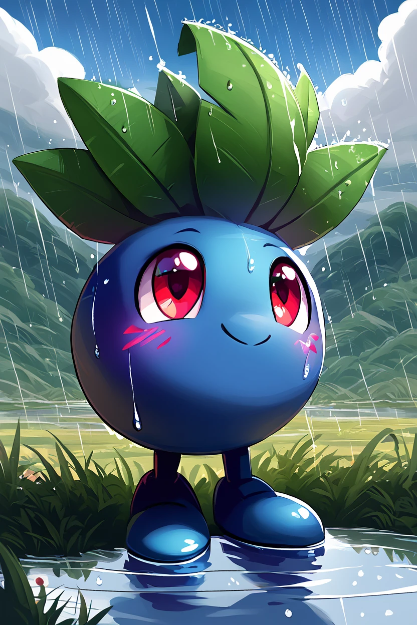 score_9, score_8_up, score_8,   ,,, , ,,,  zzOddish, red eyes, standing, full body, outdoors, sky, day, cloud, signature, water, cloudy sky, grass, looking up, rain, ripples, puddle,  ,<lora:OddishPokedexPDXL:1.0>,     ,,,, BREAK, smile, closed mouth, looking at viewer, cowboy shot, ,,, embedding:zPDXL, Expressiveh, ,,, <lora:Konpeto_PDXL_v3:1.0>, <lora:SDXLFaeTastic2400:0.5>, <lora:Expressive_H-000001:0.4>,