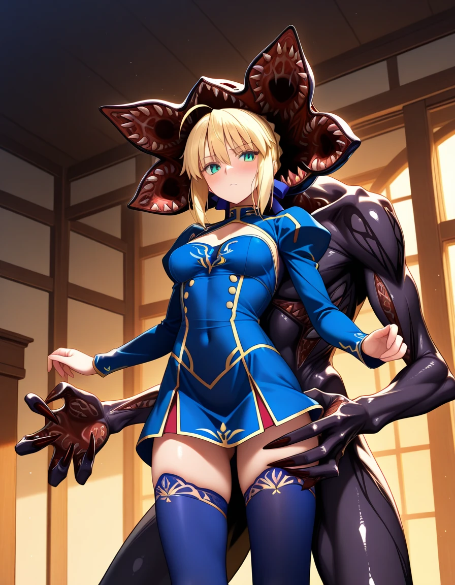 Masterpiece, high-res, 2k, best quality, 2d,artoria pendragon, demogorgon <lora:Demogorgon illus-000035:1> sex