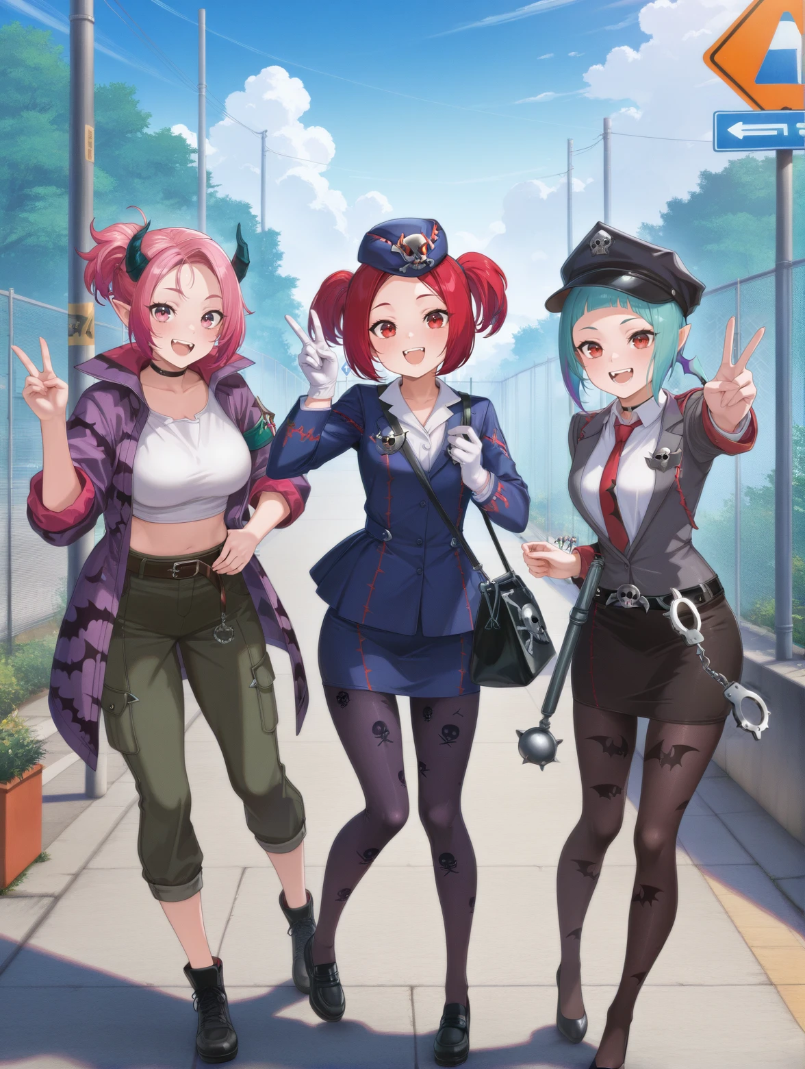 Yu-Gi-Oh! - Tour guide/Beat Cop/Muckraker from the underworld (魔界発現世行きデスガイド, 魔界の警邏課デスポリス & 魔界特派員デスキャスター) illu/PonyXL v2.2-PonyXL