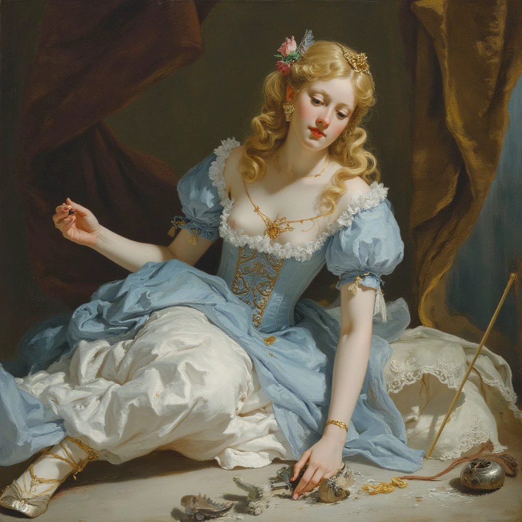 a GBTiepolo portrait of cinderella losing her crystal shoe