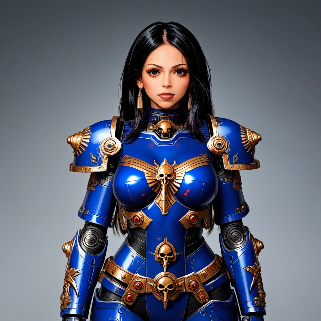 score_9, score_8_up, score_7_up, source_anime, professional photograph of Saleka woman, she's wearing a power armor, she's an ultramarine, shoulder armor , blue armor with golden ornamentation, long hair, dark skin, looking at the viewer, she's in a dark metallic space ship, sci-fi genre, futuristic, in a high-tech 40k space ship <lora:Saleka Pony:1>  <lora:xl_more_art-full_v1add-detail:0.15> <lora:RMSDXL_EnhanceDetails:0.15> <lora:zy_Detailed_Backgrounds_v1:0.15>  <lora:UltraM40k:0.6> ultram40k,