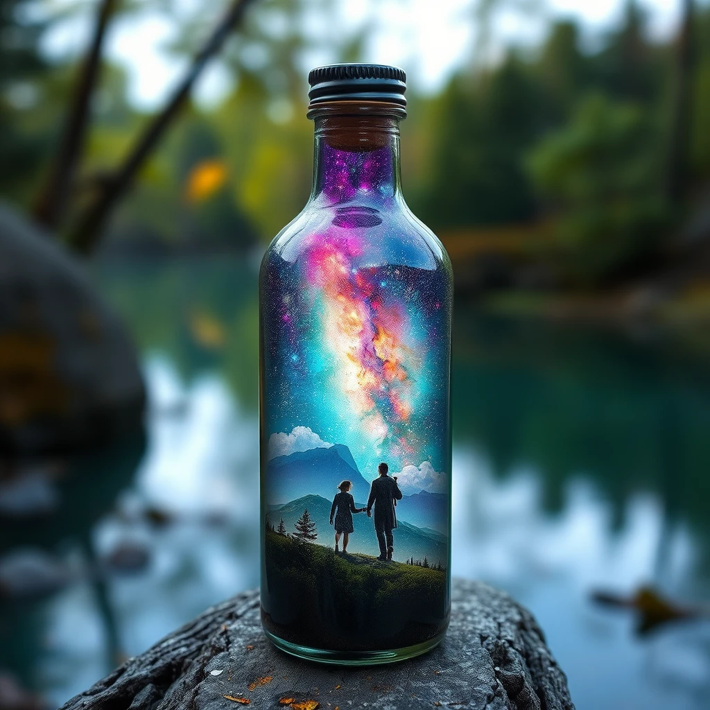 beautiful scenery nature glass bottle landscape, , purple galaxy bottle,