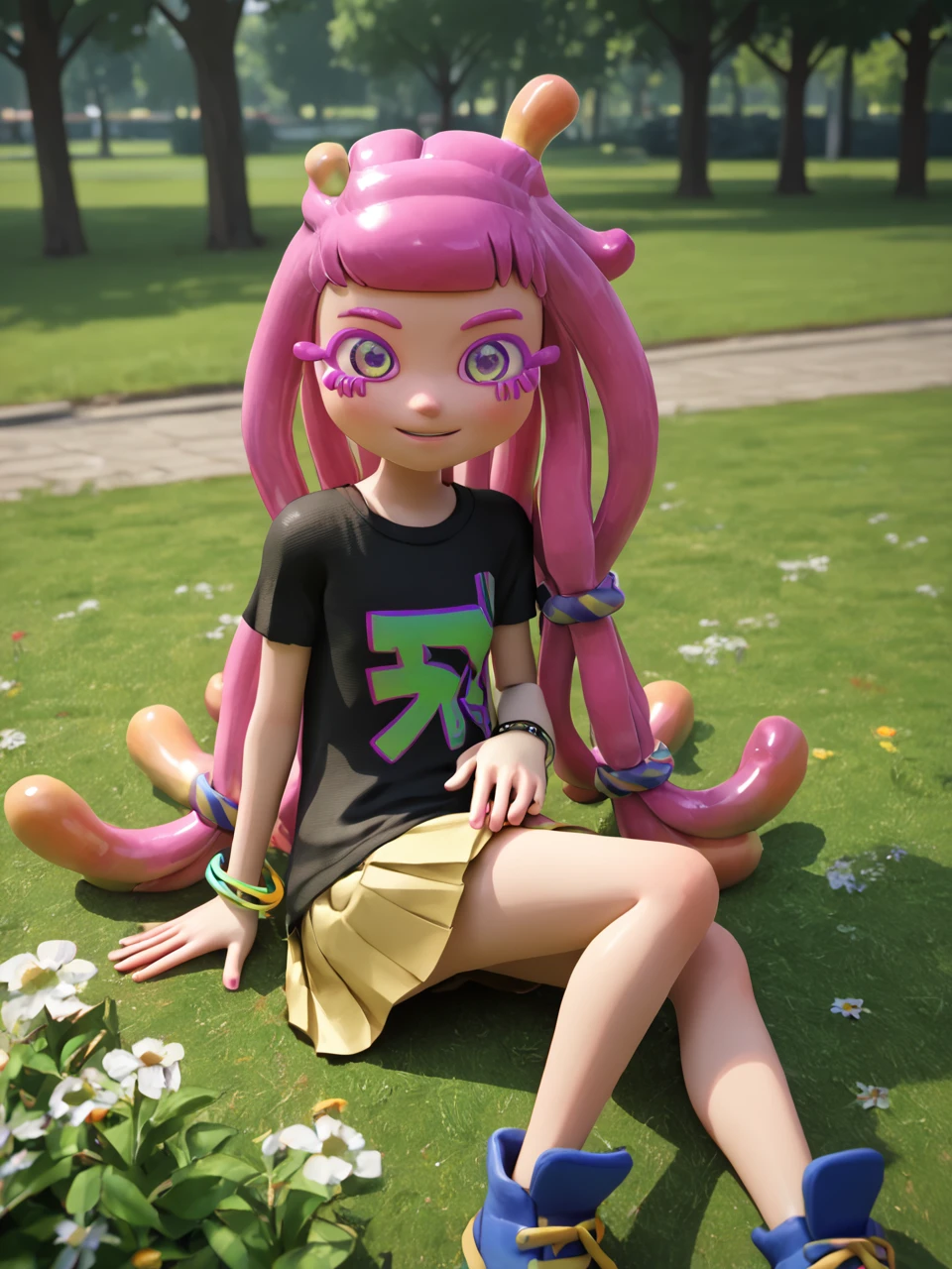 The fisted hand rests on the knee