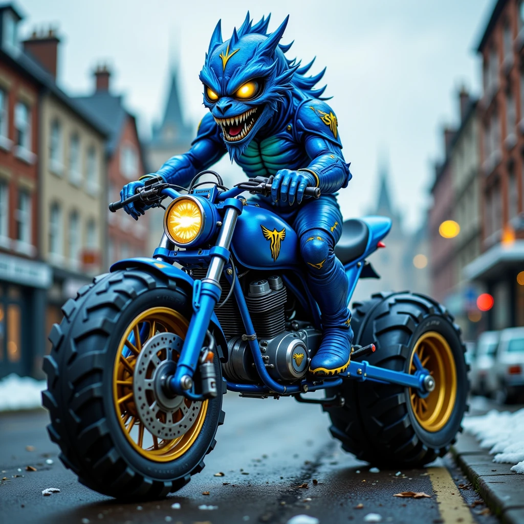 blueton monster Riding bike,